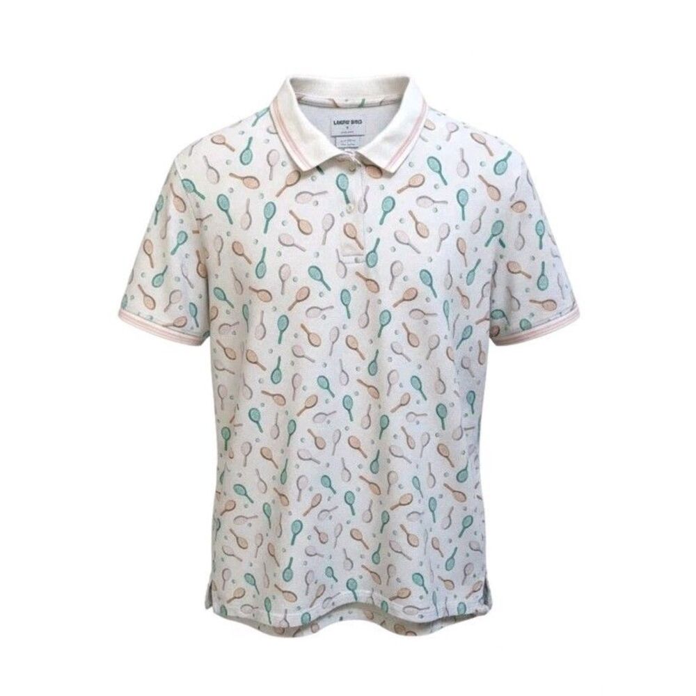 Lands' End Polo Shirt Top Women's XL Tennis Racquetball Pickleball Print Sporty